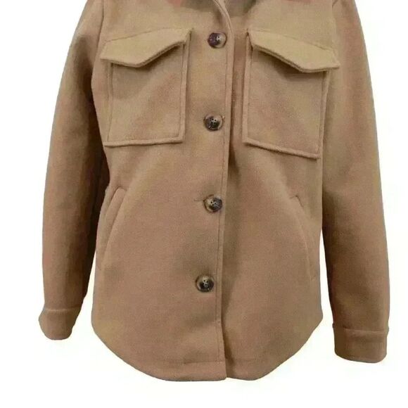 DELUC Roz Beige Brown Color Shirt Jacket Button Up w/Front Pockets Size Medium - Picture 5 of 7